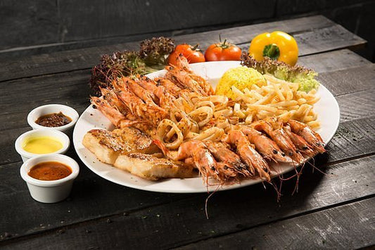 18 Prawns + Large Chips