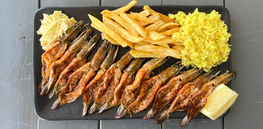 12 Prawns + Medium Chips